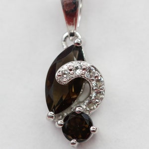 Exclusive 1.27 Carat Smoky Quartz White Topaz Pendant 925 Silver Necklace Chain
