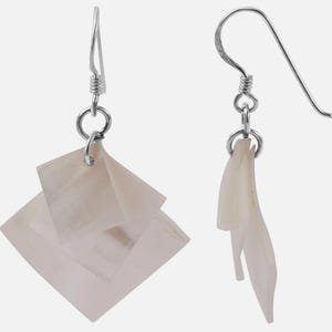 Earrings &quot;Petra&quot; with mother-of-pearl elements, white 925/- real silver mother-of-pearl earrings
