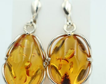 Elegant design amber earrings 925 silver amber Latvia earrings leverback