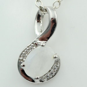 1.12 Carat Rainbow Moonstone Pendant 925 Silver Necklace Chain with Zirconia