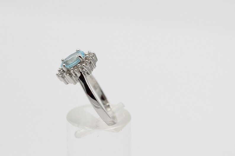 Noble 1.65 Carat Blautopaz Weiatopas Ring 925 Silver Finger Ring 8 18 57