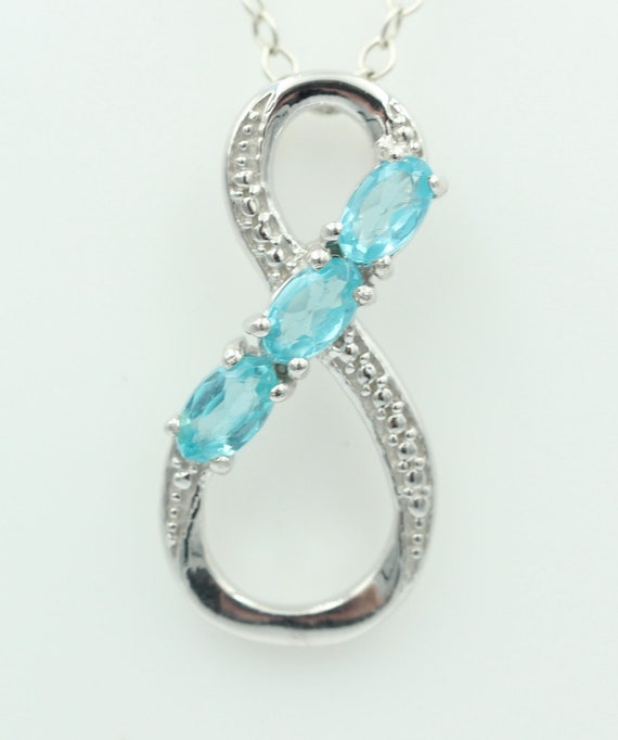 0.72カラットのレアアパタイトペンダントインフィニティシルバー925