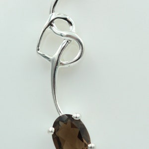 0.4 Carat Smoky Quartz Pendant 925 Silver Necklace Chain Smoky Topaz Pendant