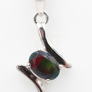 0.72 Carat Black Welo Opal Pendant 925 Silver Necklace from Africa