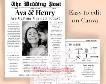 WEDDING POST newspaper template uk. Order of the day favour