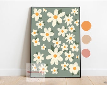 Sage green Daisy print. 4 colours available