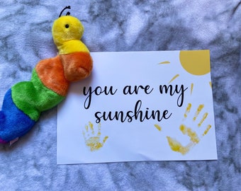 You are my sunshine, baby child keepsake handprint stamp kit. Nursery baby shower Father’s Day gift landscape