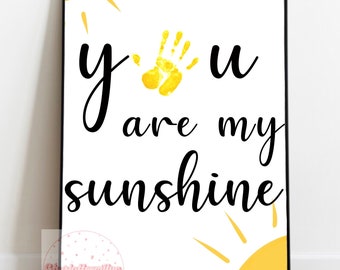 You are my sunshine baby handprints keepsake stamp kit. Portrait. Baby shower Father’s Day gift