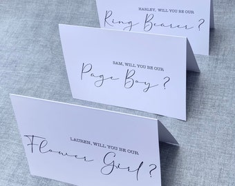 Flower girl, page boy, ring bearer proposal cards