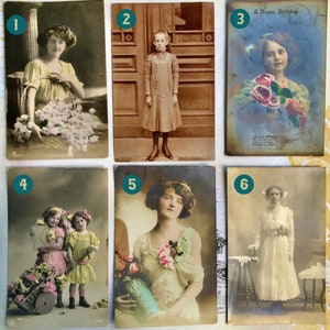 Cartão postal vintage, modelos do início dos anos 1900, cartões postais coloridos à mão, cartões postais com fotos reais, estilo eduardiano bonito, sua escolha de um cartão
