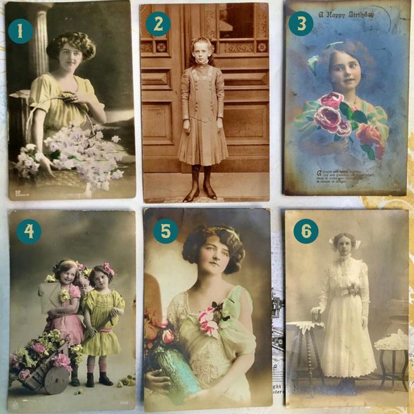 Vintage Postcard, Early 1900s Models, Hand Tinted Postcards, Real Photo Postcards, Pretty Edwardian Style, Your Choice of One Card