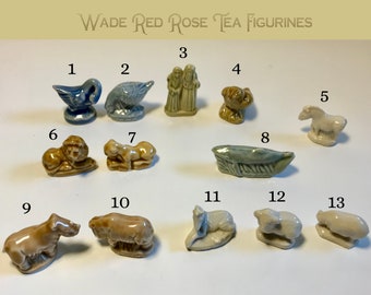 Wade Red Rose Animal Figurines, Made in England, Vintage Miniatures, Ceramic Whimsies,  Promotional item, Small Animal Knick Knacks
