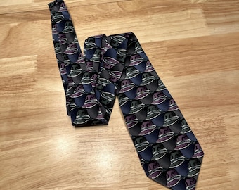 Vintage Jerry Garcia Krawatte, Ship of Fools Collection 9, Rasse-Rekord-Traum, 100% Seide, Geschenk für Ihn, Vatertag für hippen Vater, Stonehenge