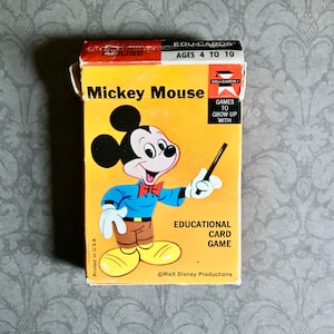 Juego de cartas vintage de Mickey Mouse, tarjetas educativas de los años 60, de 4 a 10 años ED-U-CARDS Walt Disney Productions, lindas tarjetas de Mickey, The Lucky One