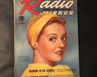 Vintage Radio and Television Mirror, January 1940, Bette Davis, Sheet Music for Once in a Dream, Sammy Kaye, Radio Shows and Drama Stories