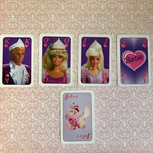 Juego de cartas vintage de Barbie, juego de 5 cartas, a elegir entre el juego de cartas o 5 cartas con números aleatorios, Barbie, Skipper, Ken con mascota Joker