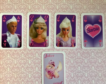 Vintage Barbie Playing Cards, Set of 5 Cards, Your Choice of of Suite, or 5 Cards with Random Numbers, Barbie, Skipper, Ken with Joker Pet