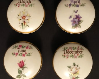 Vintage Gloria Fine Porcelain Trinket Box, Choice Of March, April, June or December, Handwork Bayreuth, West Germany, Pretty Gift For Her