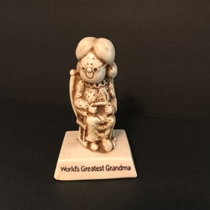 Vintage Russ Berrie and Co, World's Greatest Grandma, 1976, Nummer 192, Geschenk zum Muttertag, Großmutter Geburtstag, 1970er Jahre Knick Knack Kitsch