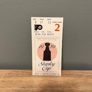 1989 Stanley Cup Playoffs Ticket Stub, Heimspiel 2, Philadelphia Flyers Vs Die Washington Capitains, Patrick Abteilung, MAB Farbe, The Spectrum