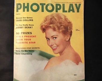 Vintage Photoplay Magazine, Kim Novak, November 1955, America's Movie Magazine, Joan Collins James Dean Marilyn Monroe, 1950s Celebrity News