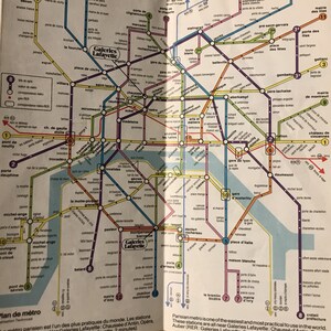 Vintage Galeries Lafayette, Paris France, Air France Map, 1980s Tourist ...