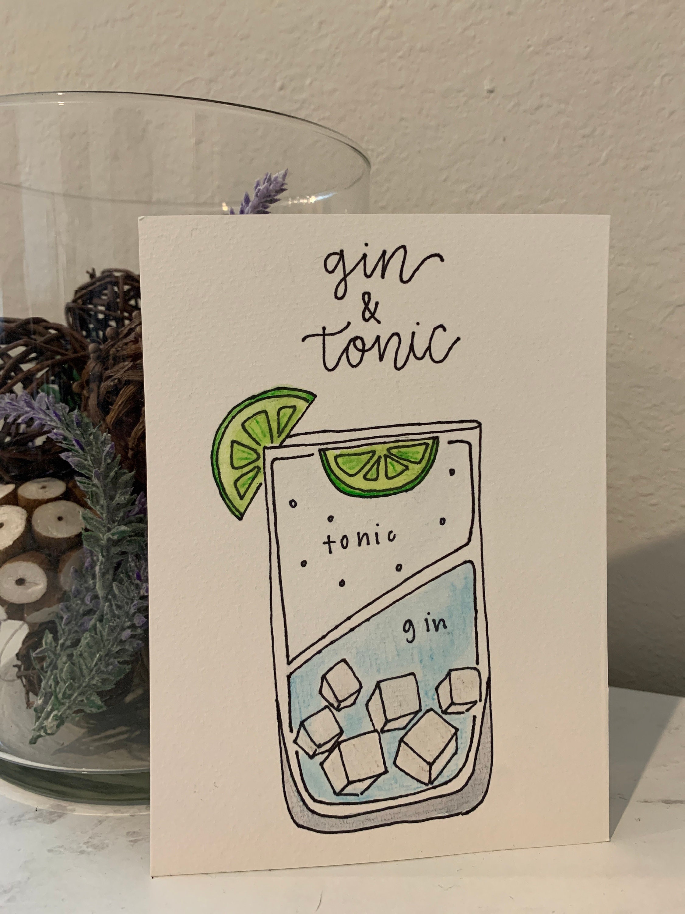 Gin & Tonic Watercolor Etsy