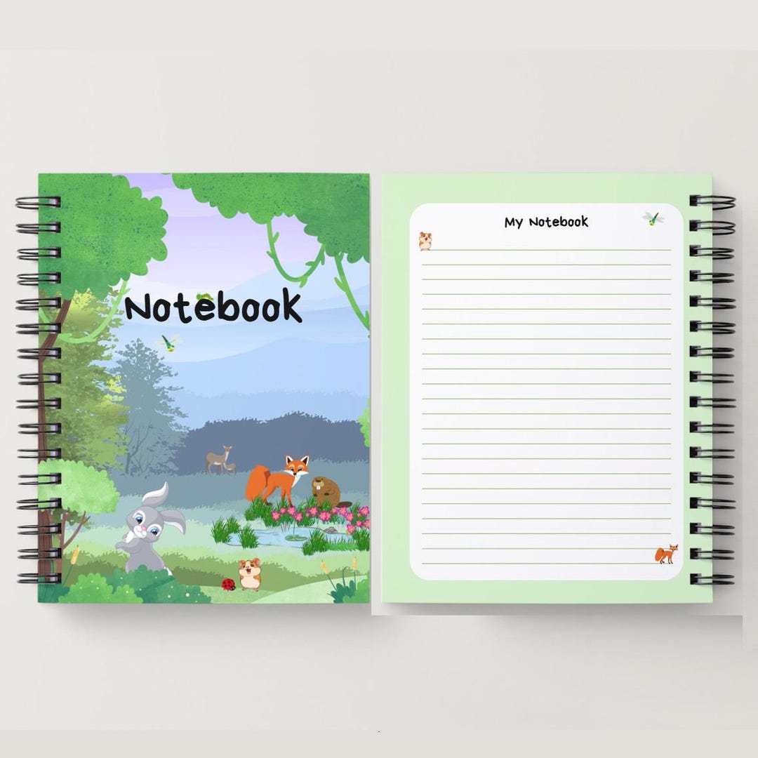 Children School Digital Notebook Printable PDF – Forest Animals Full ...