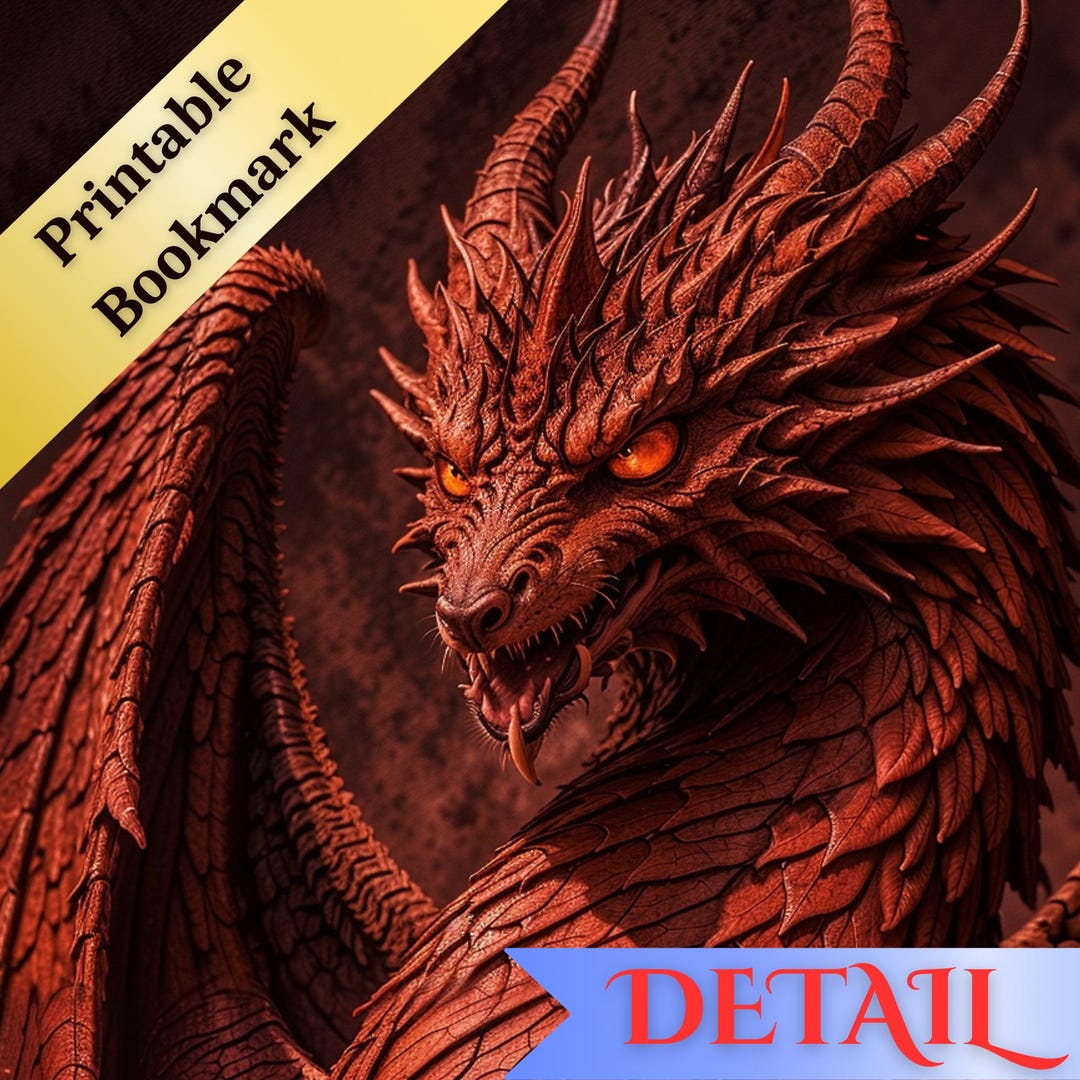 Dragon Bookmarks Set | 4 Gothic Printable Dragons | Fantasy Dragon ...