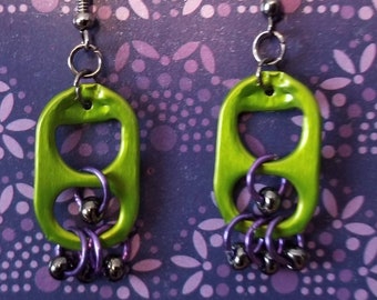 Green Pop Tab Earrings