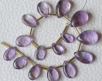 AAA Amethyst Pear Briolette Beads: Smooth Gemstone Drops, 6x10-11x16mm (15 Piece)