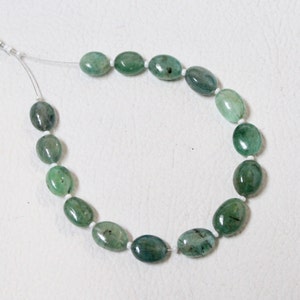 Natural Emerald Smooth Oval Beads, AAA Quality, 8x6-9x6 MM, 15 Piece