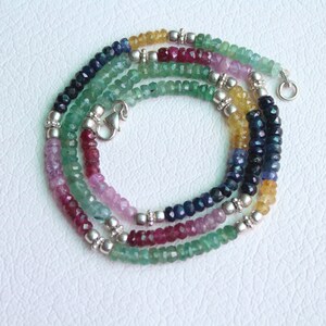 Ultimate Multi Sapphire Faceted Rondelle Beads, 4 mm Sapphire Rondelle Beads,18 inch Natural Sapphire Beads,Sapphire Beads Strand,80.5 cts