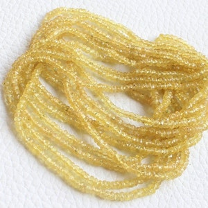 Awesome Natural Yellow Sapphire Beads, 2.5--3-MM, 15 Inches Strand Natural Yellow Sapphire Faceted Rondelle beads Yellow Sapphire Beads