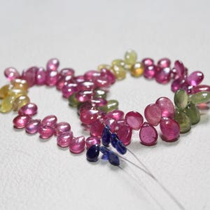 Beautiful Multi Sapphire Briolette Gemstone Smooth pear shape Beads multi Sapphire Briolette,Sapphire Pear Beads 6x5 mm--9x6 mm,74 Pieces