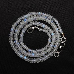 18 Inches Natural Rainbow Moonstone Rondelle Beads, Faceted Beads, Moonstone Rondelle, Natural Rainbow Moonstone Beads, 3--7 MM, 84.0 Cts