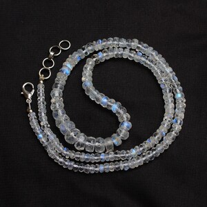 18 Inches Natural Rainbow Moonstone Rondelle Beads, Faceted Beads, Moonstone Rondelle, Natural Rainbow Moonstone Beads, 3--8 MM, 90.0 Cts