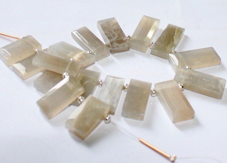 Wholesale Price AAA -23 mm approx M162 quality gemstone 19 piece faceted Rectangle shape Moonstone 22
