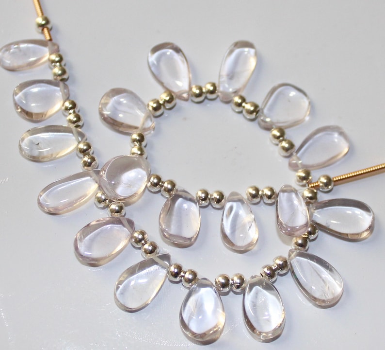 6x11.5-7x12.5mm Low price M-3777 Wholesale Price 19 piece white Amethyst Smooth pear briolette Beads