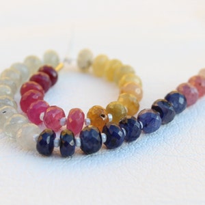 Gorgeous Natural Multi Sapphire Roundel Fcaeted Beads, 7-MM, 9-Inches,Multi Sapphire Beads For Making Jewelry,Round Shape Beads.