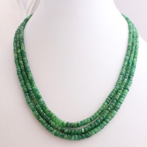 18 Inches 3 Strand Natural Beryl Dyed Faceted Rondelle Beads Necklace,4--5.5-MM,Beryl Faceted Beads ,Beryl Beads, Beryl,340 Carat.