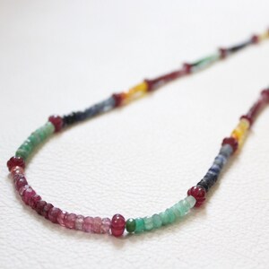 Ultimate Multi Sapphire \ Ruby Melon Beads,3-6mm Sapphire Rondelle Beads,20 inch ,Sapphire Beads Strand,110.0cts