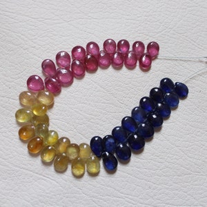Fantastic Multi Sapphire Briolette Gemstone Smooth pear shape Beads multi Sapphire Briolette,Sapphire Pear Beads 8x6 mm--10x6.5 mm,48 Pieces
