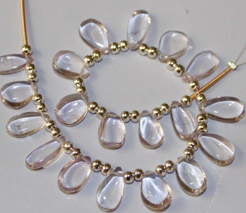 6x11.5-7x12.5mm Low price M-3777 Wholesale Price 19 piece white Amethyst Smooth pear briolette Beads
