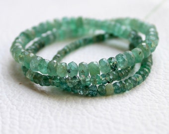 Top Quality Natural Zambian Emerald Faceted Beads ,Emerald Beads Roundel Shape For Making Jewelry,3 TO 6- MM,16 Inches Strand