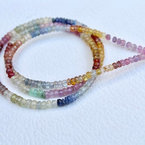 AAA+ Quality Multi Sapphire Faceted Rondelle Beads, 3-3.5mm Sapphire Rondelle Beads, 18 inch Natural Sapphire Beads, Sapphire Beads Strand