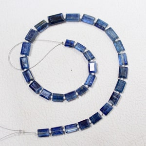 Faceted Kyanite Baguette Beads: AAA Dark Blue Briolettes (31pcs)
