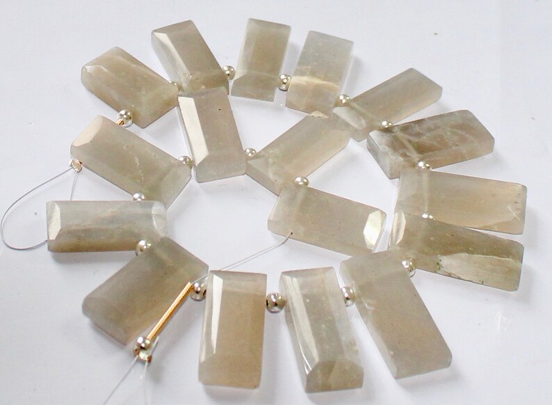 Wholesale Price AAA -23 mm approx M162 quality gemstone 19 piece faceted Rectangle shape Moonstone 22