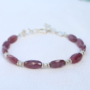 Ruby Faceted Oval Bracelet Beads: 12x7 to 13x6 MM