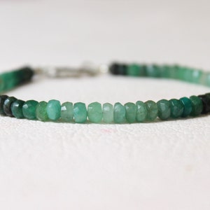 Natural Emerald Bead Bracelet: Faceted Green Gemstone Jewelry